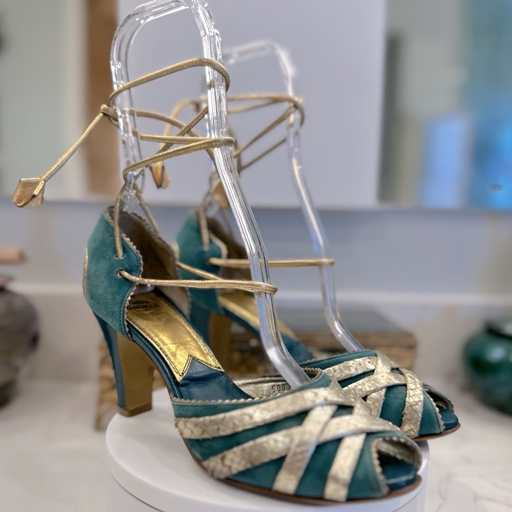 VTG Vivienne Westwood, Stunning & Unique Teal/Metallic Heels EU36 1/2, US 6